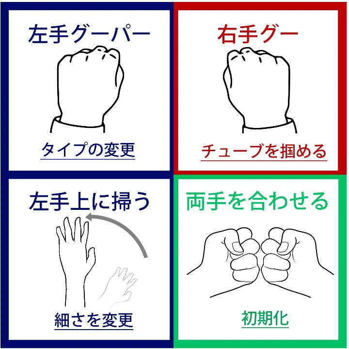 商品を掴む、切り替えるジェスチャー操作