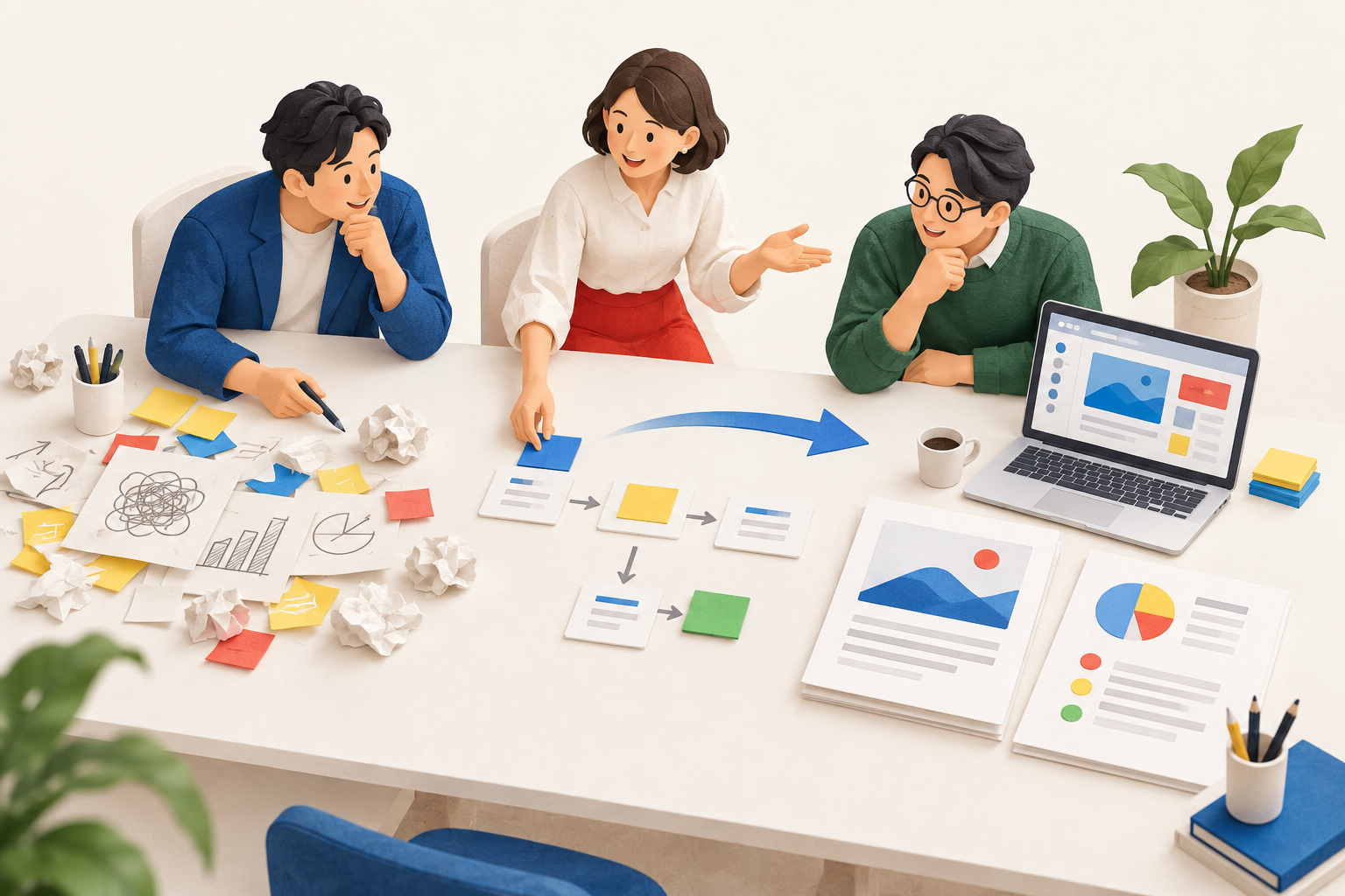 経営と現場の対話からAI活用を考えるイメージ