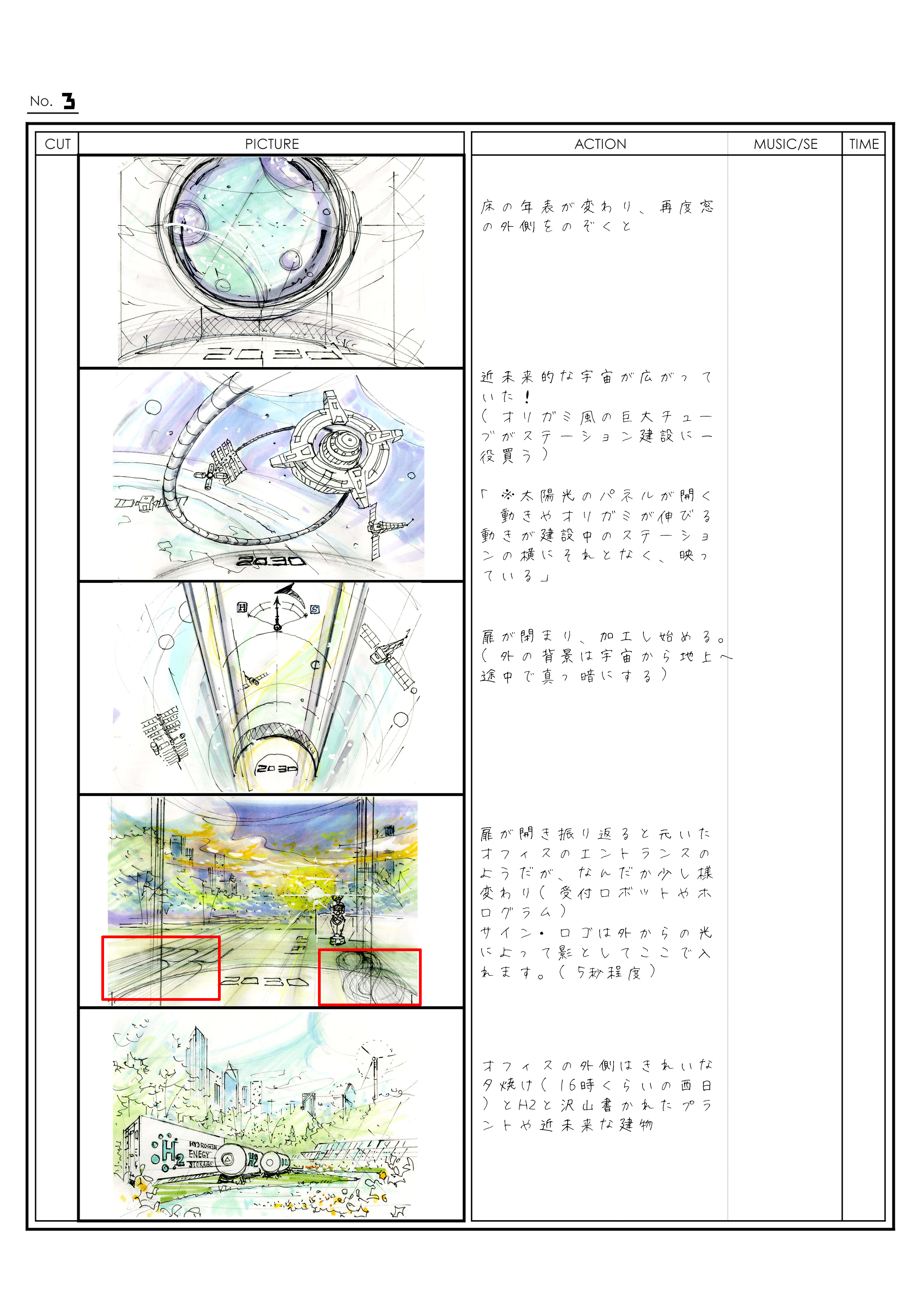 シナリオと絵コンテの制作例